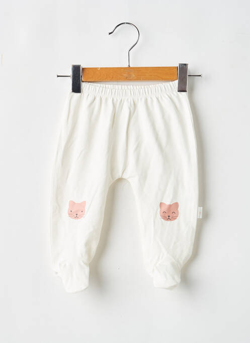 Pantalon droit tissage jersey taille élastique blanc P'TIT BISOU enfant