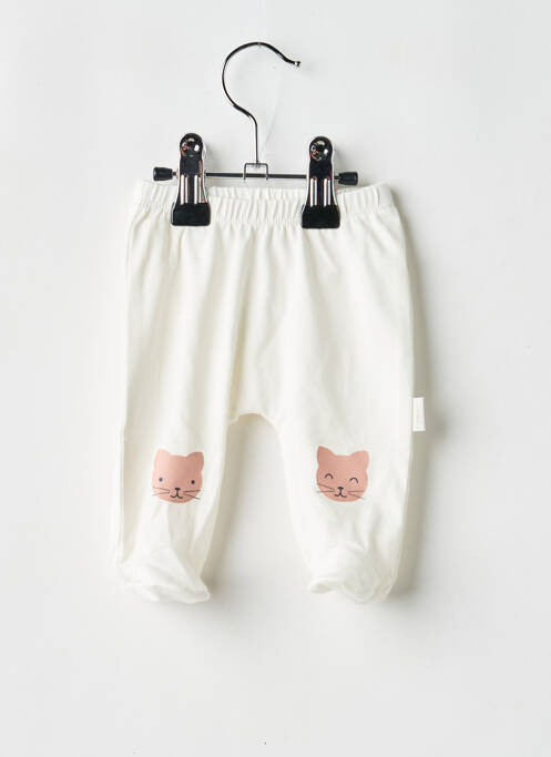 Pantalon droit tissage jersey taille élastique blanc P'TIT BISOU enfant