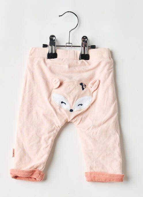 Pantalon slim tissage popeline taille élastique rose P'TIT BISOU fille