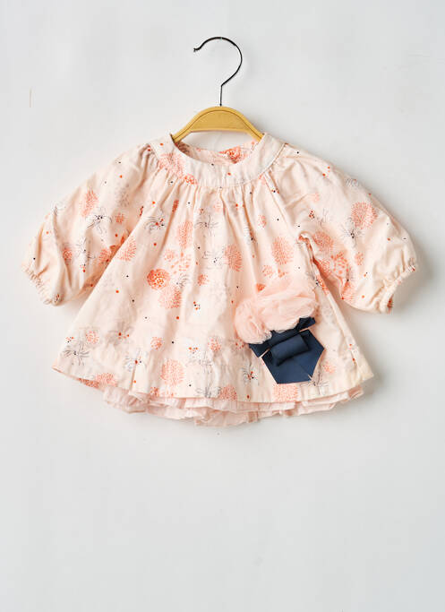 Robe mi-longue doublure manches longues rose MARESE fille