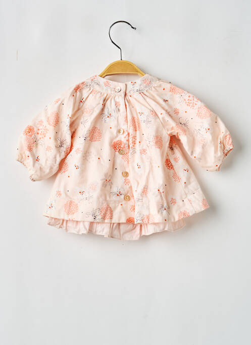 Robe mi-longue doublure manches longues rose MARESE fille