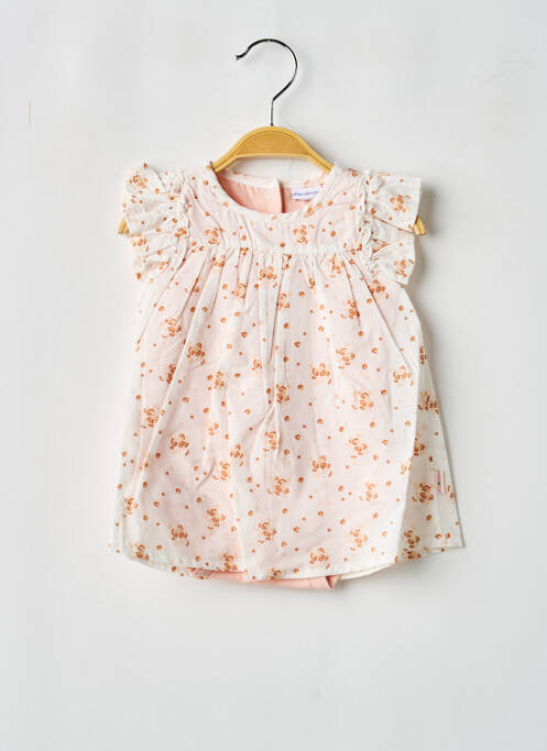 Robe mi-longue manches courtes manches courtes rose P'TIT BISOU fille