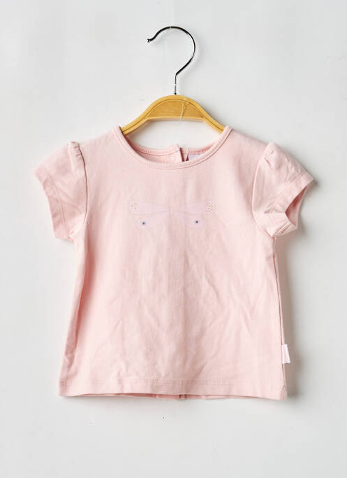 T-shirt stretch manches courtes rose P'TIT BISOU fille