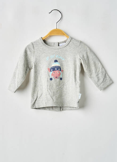 T-shirt fermeture pressionnée manches longues gris P'TIT BISOU garcon