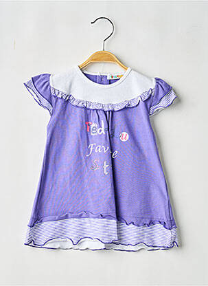 Robe mi-longue manches courtes manches courtes violet TEDDY LU fille