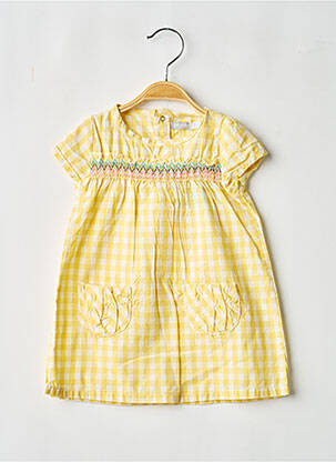 Robe mi-longue manches courtes manches courtes jaune MINI POUCE fille
