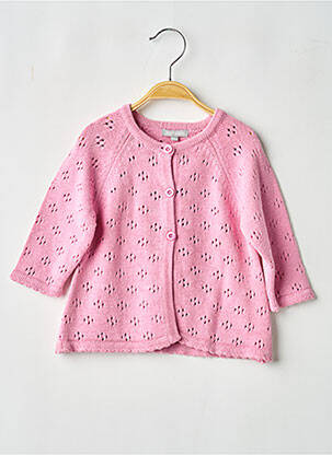 Gilet manches longues maille souple et aérée rose MINI POUCE fille