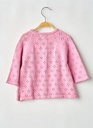 Gilet manches longues maille souple et aérée rose MINI POUCE fille