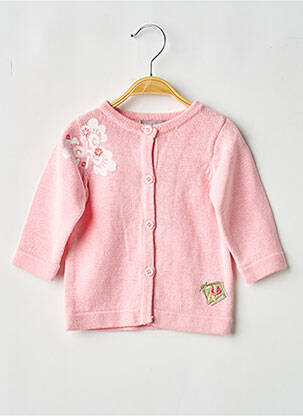 Gilet manches longues maille souple et aérée rose MINI POUCE fille