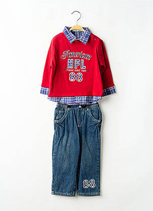 Ensemble pantalon broderie bleu TEDDY LU garcon
