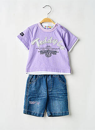 Ensemble short poches bleu TEDDY LU garçon