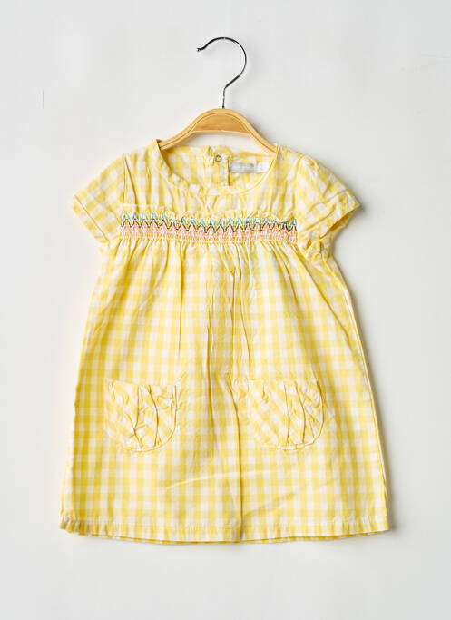 Robe mi-longue manches courtes manches courtes jaune MINI POUCE fille