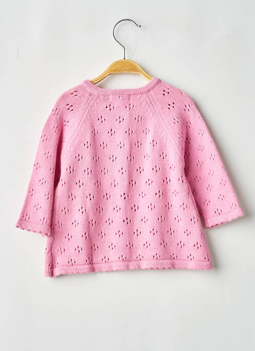 Gilet manches longues maille souple et aérée rose MINI POUCE fille