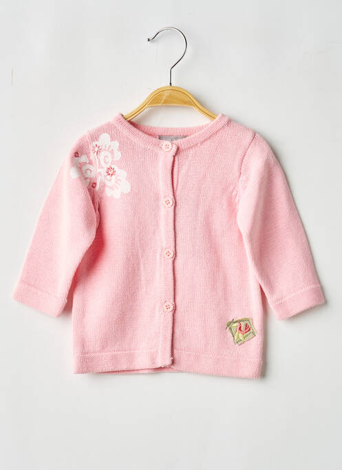 Gilet manches longues maille souple et aérée rose MINI POUCE fille