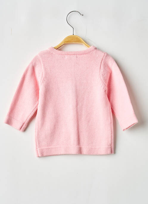 Gilet manches longues maille souple et aérée rose MINI POUCE fille