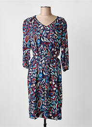 Robe mi-longue imprimé fleurs manches longues bleu GRIFFON femme