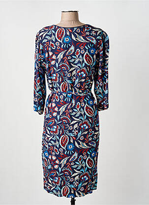 Robe mi-longue imprimé fleurs manches longues bleu GRIFFON femme