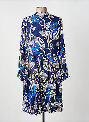 Robe courte manches longues manches longues bleu COULEURS DU TEMPS femme