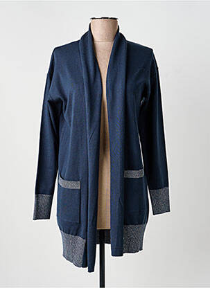 Gilet manches longues col châle bleu CONCEPT K femme