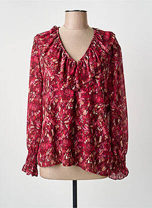 Blouse légère et transparente manches longues rouge COULEURS DU TEMPS femme