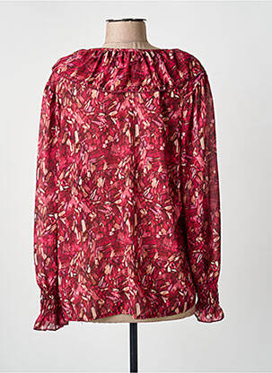 Blouse légère et transparente manches longues rouge COULEURS DU TEMPS femme