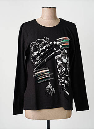 T-shirt sérigraphie avec strass manches longues noir GREGORY PAT femme