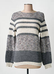 Pull tissage chiné manches longues gris COULEURS DU TEMPS femme