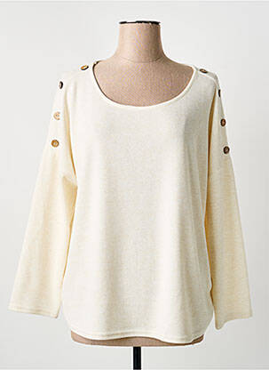 Pull coupe droite manches longues beige HALOGENE femme