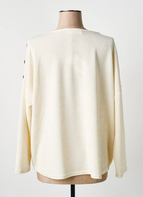 Pull col rond manches longues beige HALOGENE femme