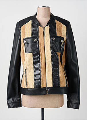 Veste simili cuir epaulette noir MERI & ESCA femme