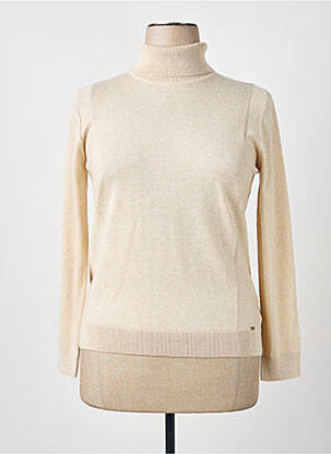 Pull col roulé stretch manches longues beige MCM femme