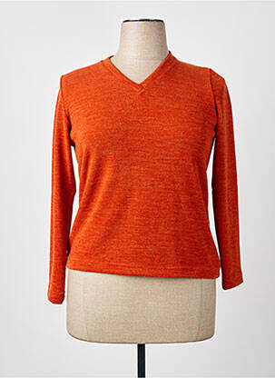 Pull tissage chiné manches longues orange GRIFFON femme
