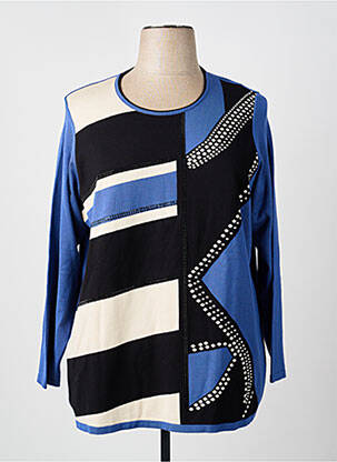 Pull coupe cintrée manches longues bleu FRANCE RIVIERE femme