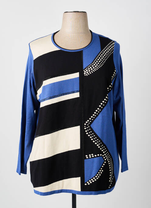 Pull coupe cintrée manches longues bleu FRANCE RIVIERE femme