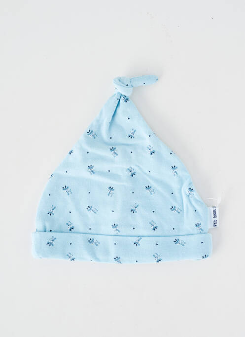 Bonnet maille fine bleu P'TIT BISOU garcon