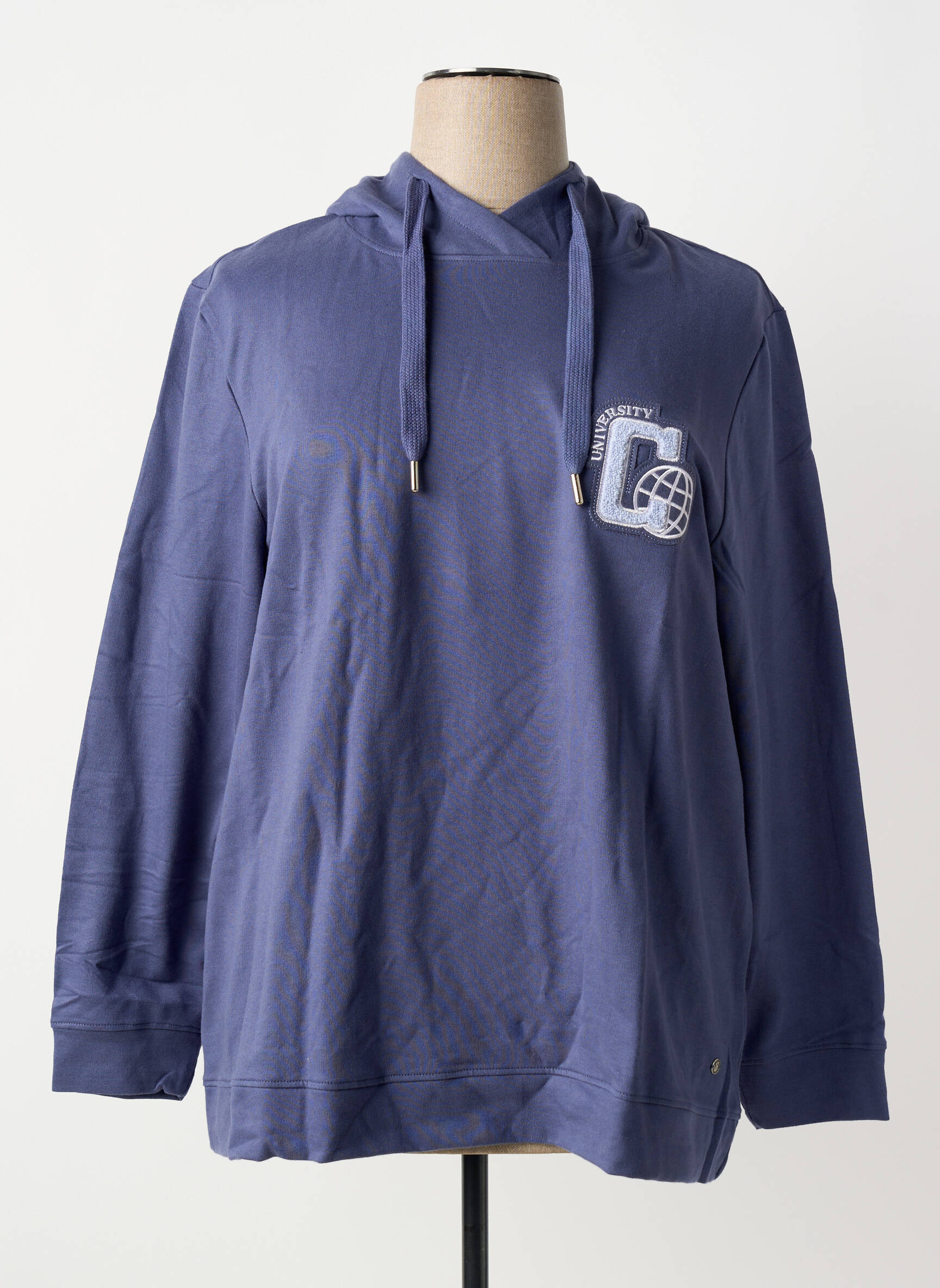 Sweat-shirt à capuche broderie manches longues bleu SHEEGO femme