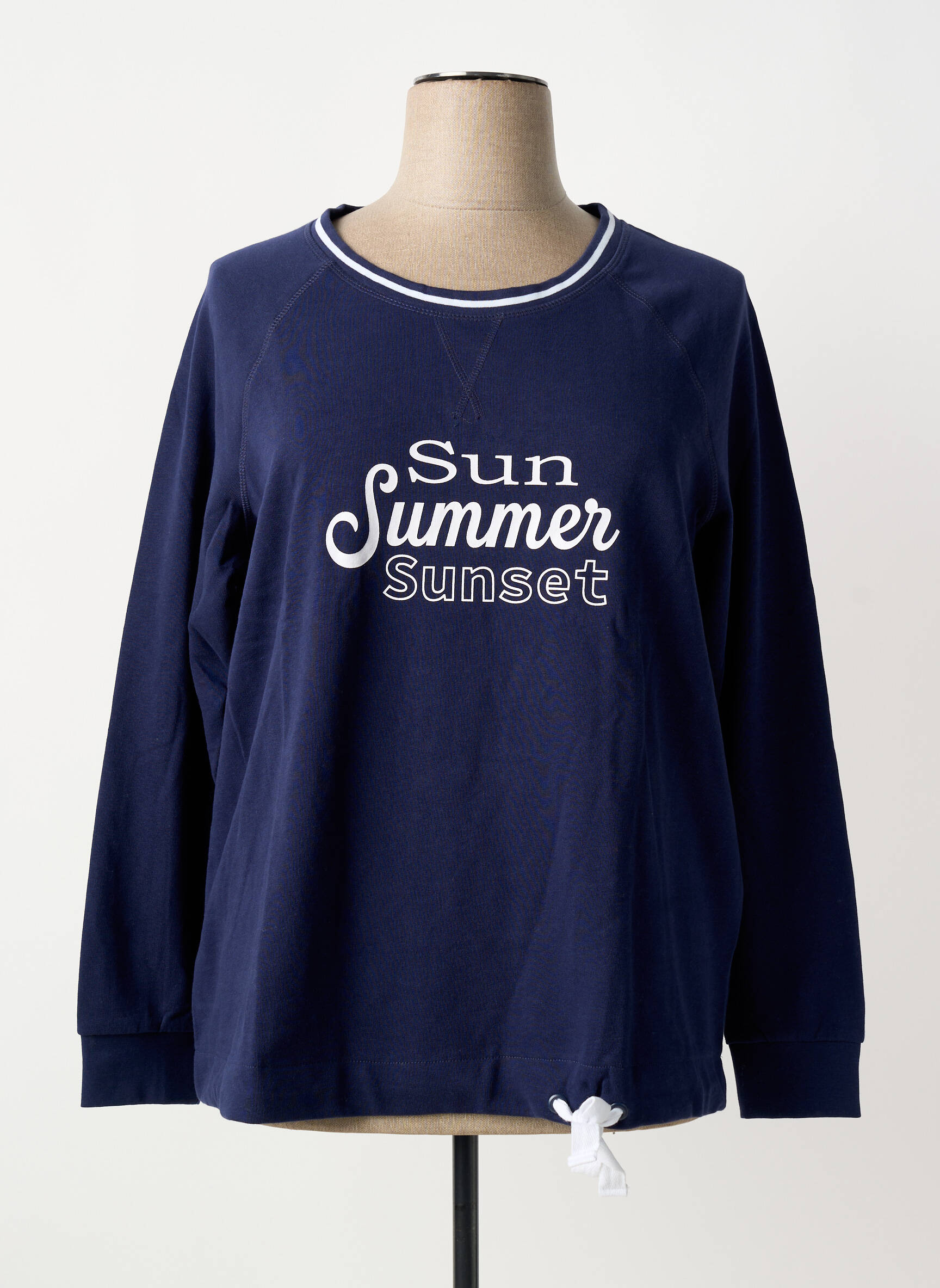 Sweat-shirt sérigraphie floquée manches longues bleu SHEEGO femme