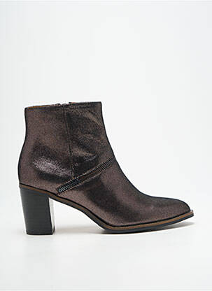 Bottines/boots tissage satiné talon de 7 à 9cm argent MAM'ZELLE femme