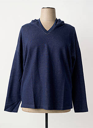 Sweat-shirt à capuche col v manches longues bleu SHEEGO femme
