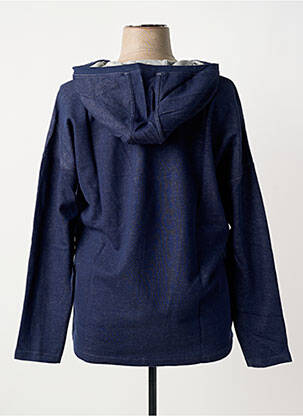 Sweat-shirt à capuche col v manches longues bleu SHEEGO femme