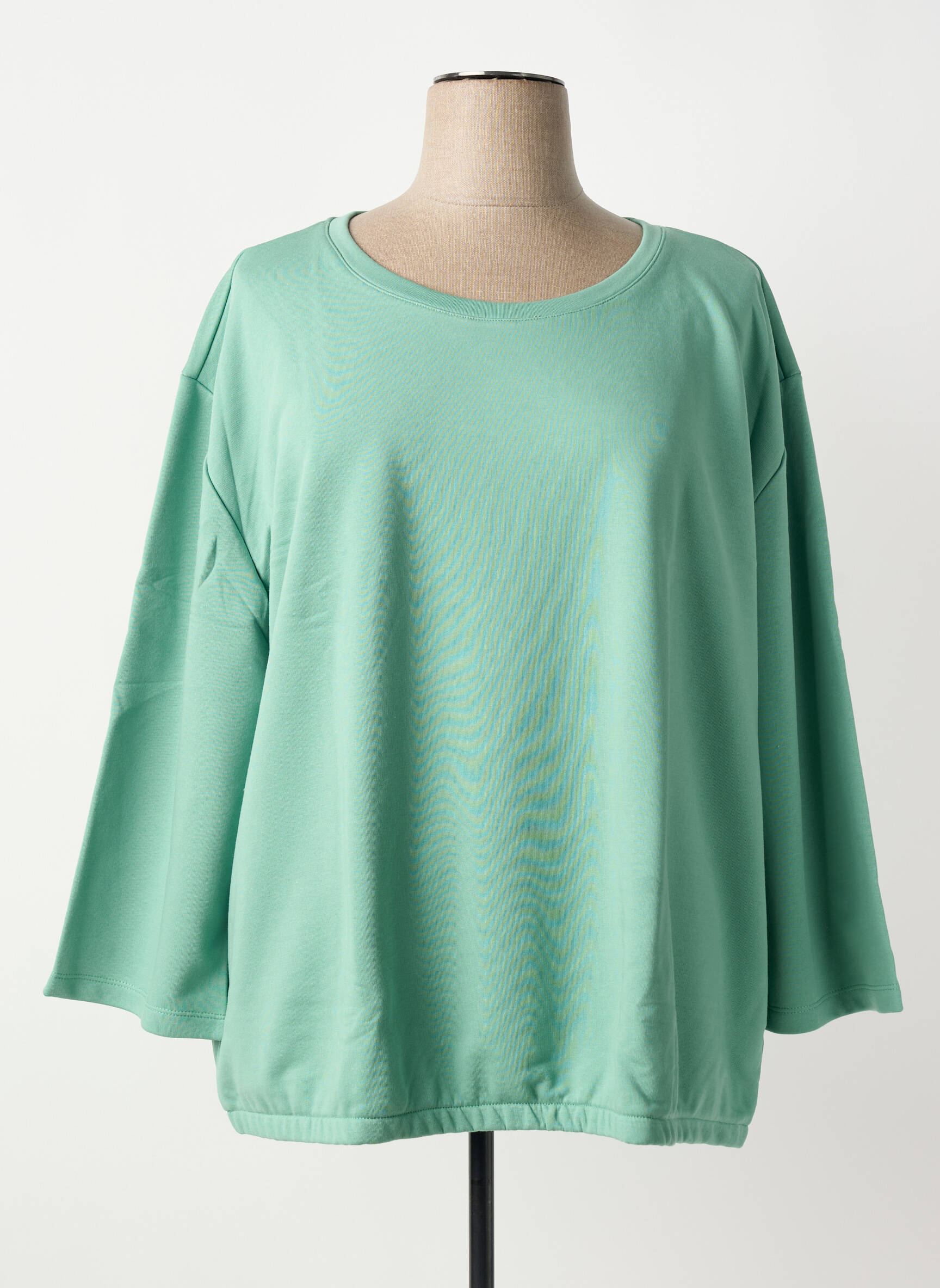 Sweat-shirt tissage jersey manches longues vert SHEEGO femme