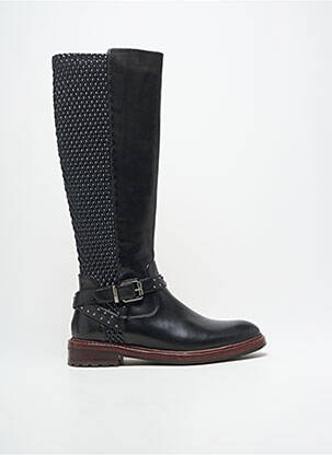 Bottes tissage satiné talon plat jusqu'à 3cm noir ADIGE femme