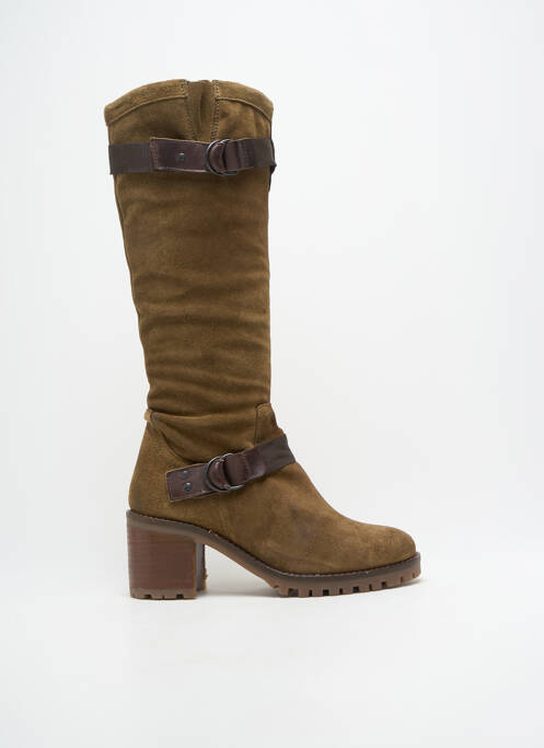 Bottes nubuck talon de 7 à 9cm vert LA VIE EST BELLE femme