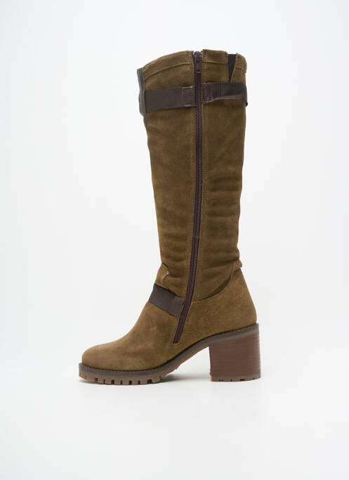 Bottes nubuck talon de 7 à 9cm vert LA VIE EST BELLE femme