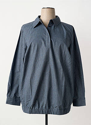 Blouse poignets boutonnés avec fente manches longues bleu SHEEGO femme