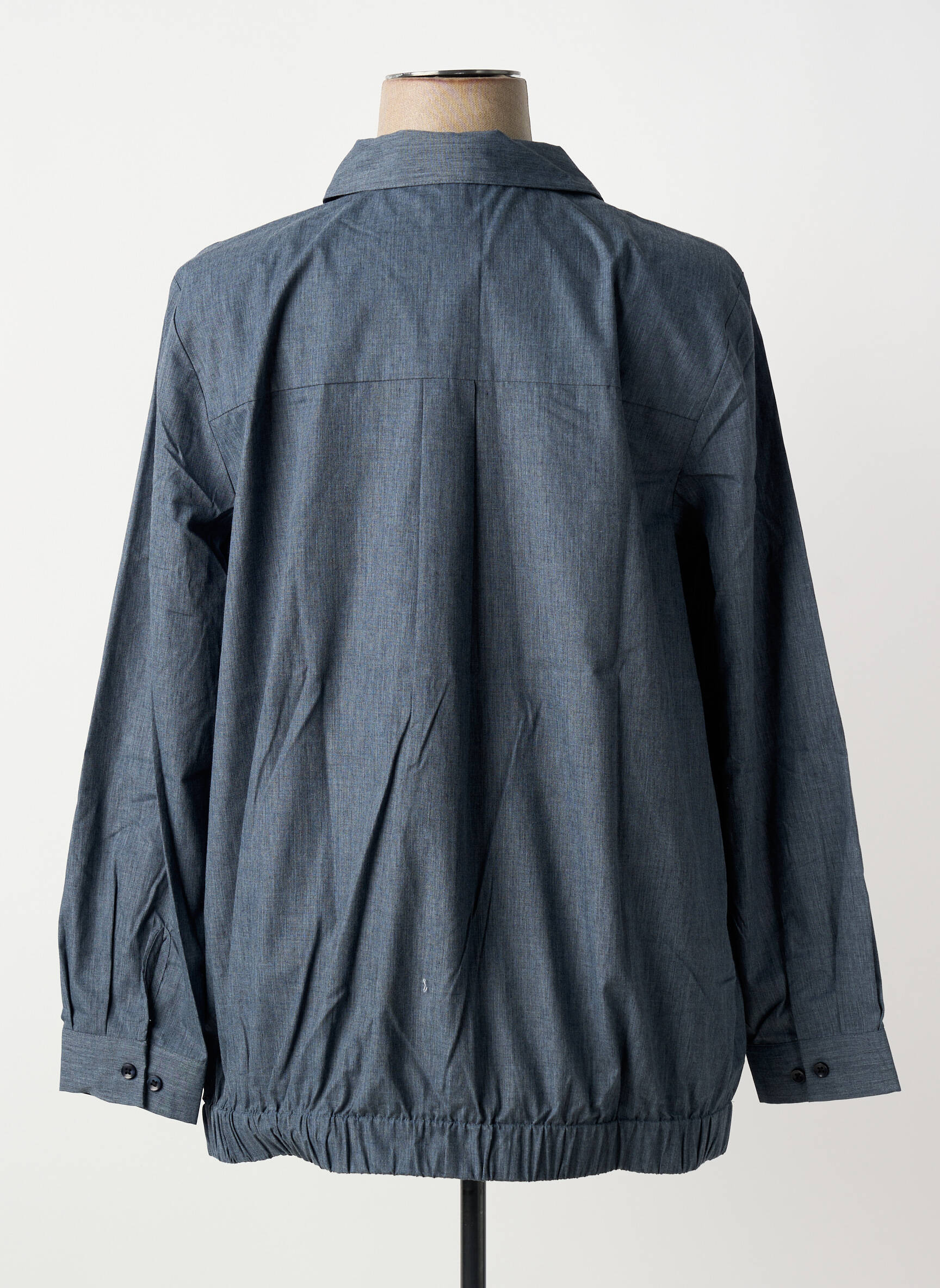 Blouse poignets boutonnés avec fente manches longues bleu SHEEGO femme