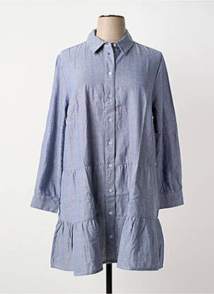 Robe mi-longue manches longues manches longues bleu SHEEGO femme