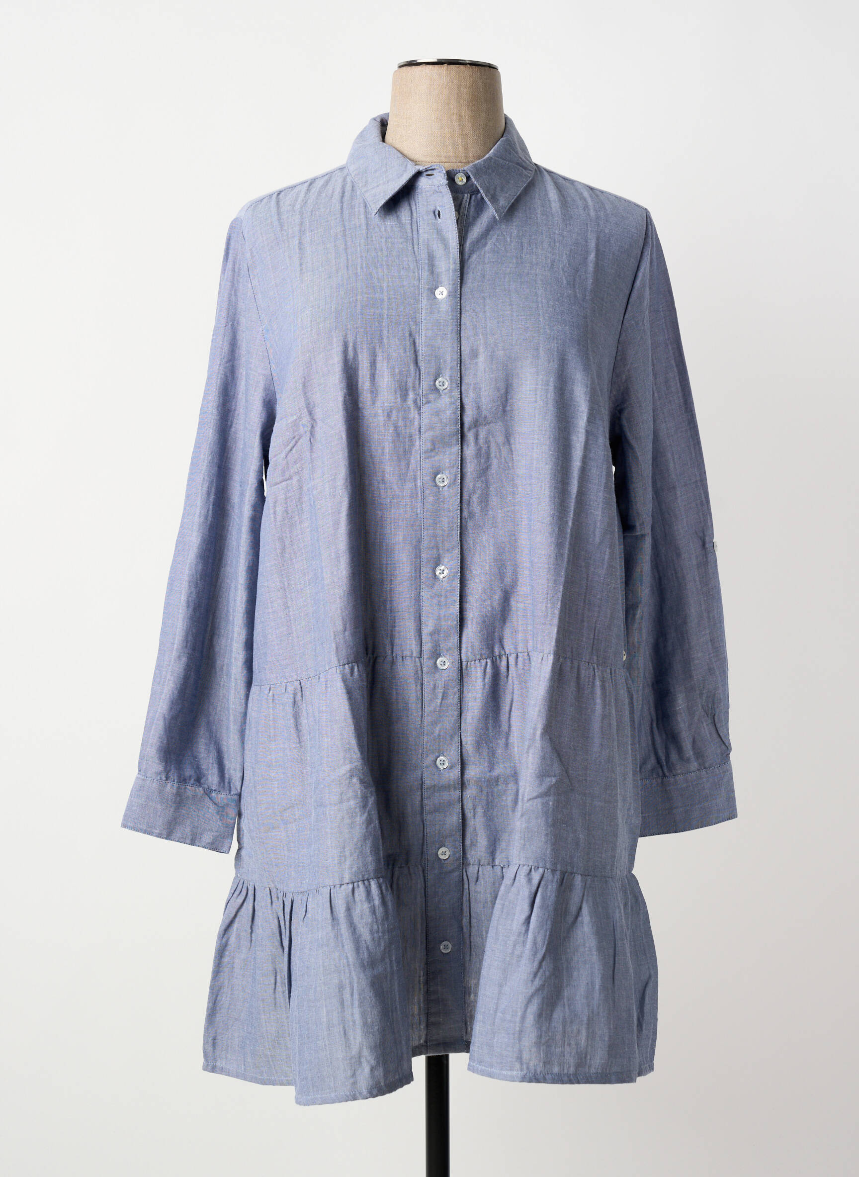 Robe mi-longue manches longues manches longues bleu SHEEGO femme