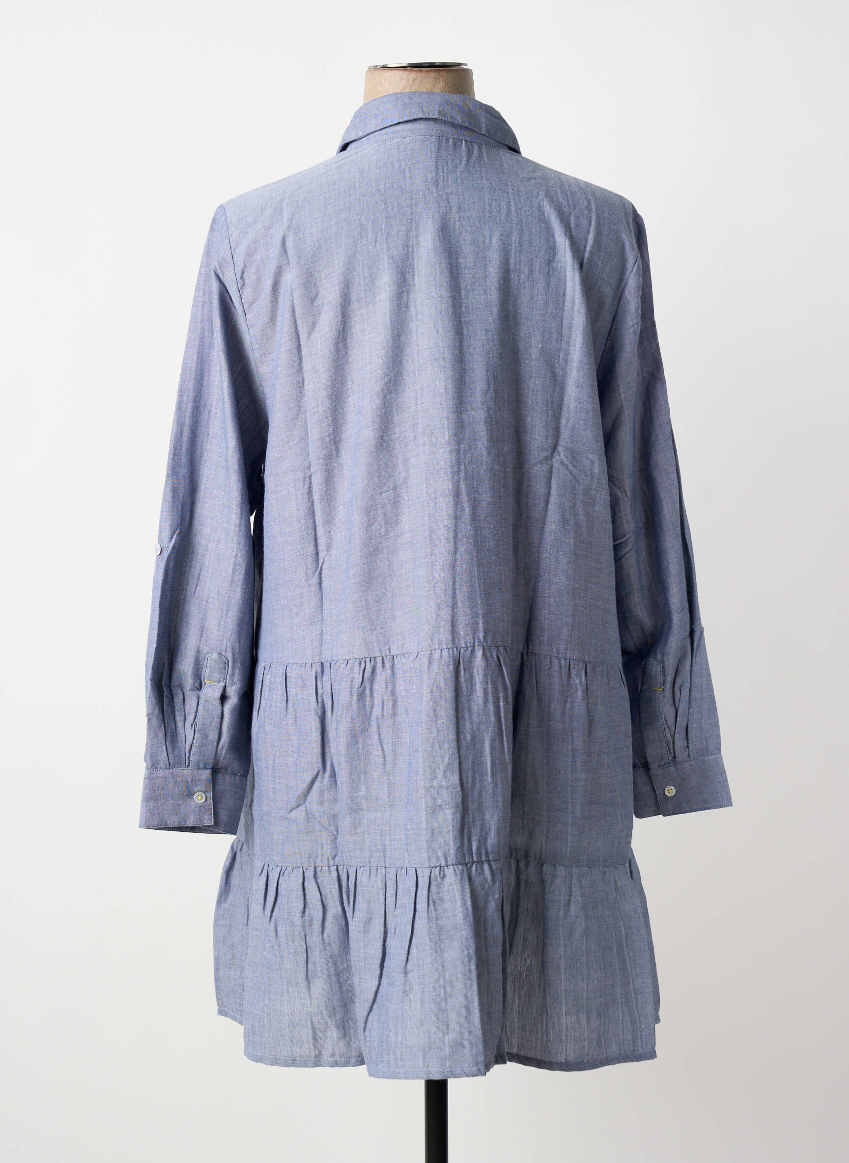 Robe mi-longue manches longues manches longues bleu SHEEGO femme