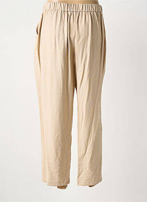 Pantalon large tissage popeline taille normale beige TINTA femme